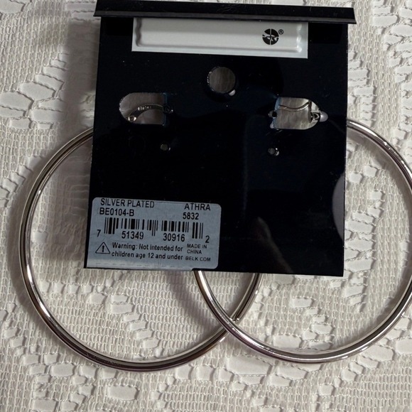 Belk Hoop Earrings Silverworks Shiny Fine Silver Plate Large Round - Picture 5 of 7